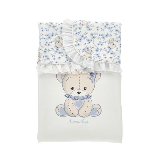 PRE ORDER - monnalisa blue floral teddy blanket