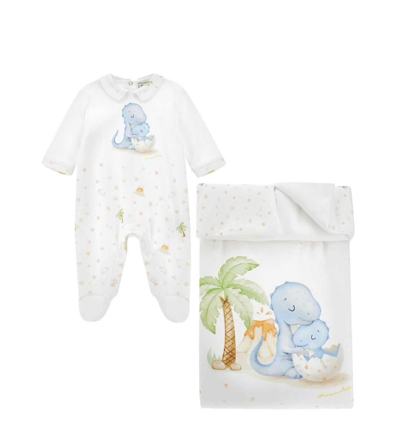 PRE ORDER - monnalisa tropical dinosaur baby grow layette set