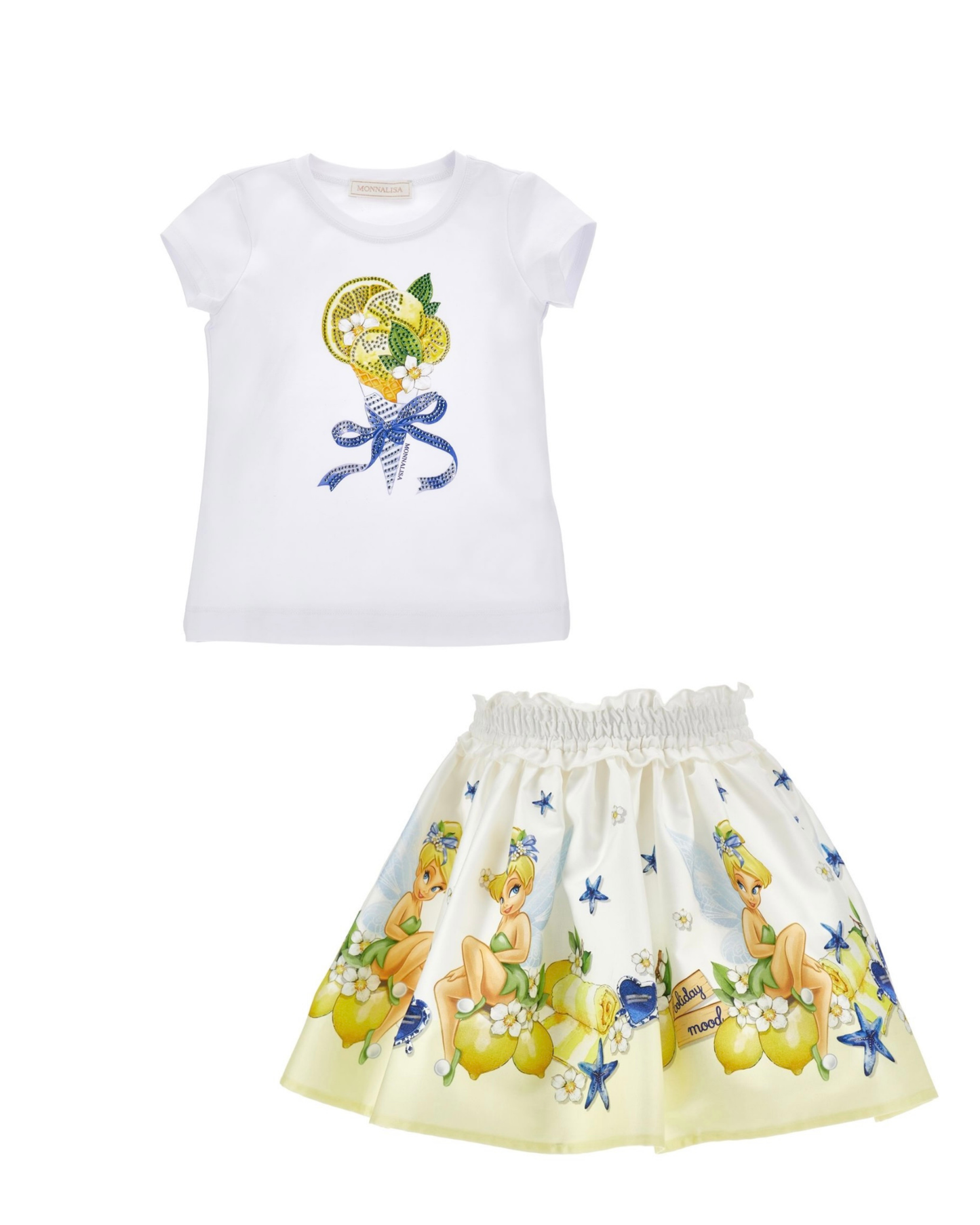 PRE ORDER - monnalisa tinkerbell lemons skirt set