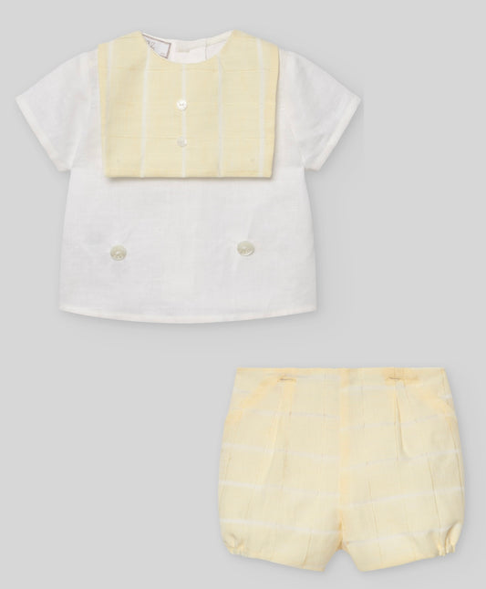 PRE ORDER - Paz yellow cotton bibbed short set