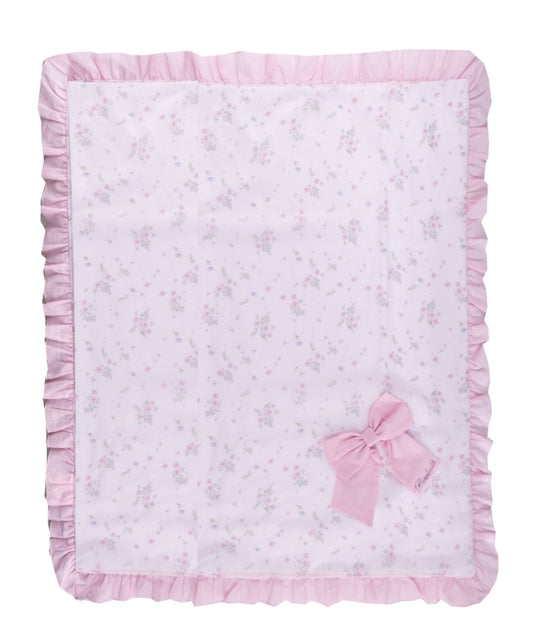 PRE ORDER - Bimbalo pink floral tulle bow blanket