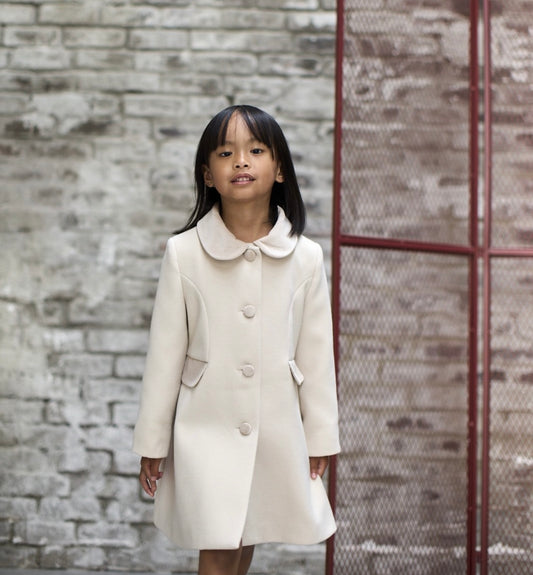 PRE ORDER - Bimbalo beige wool & velvet classic coat
