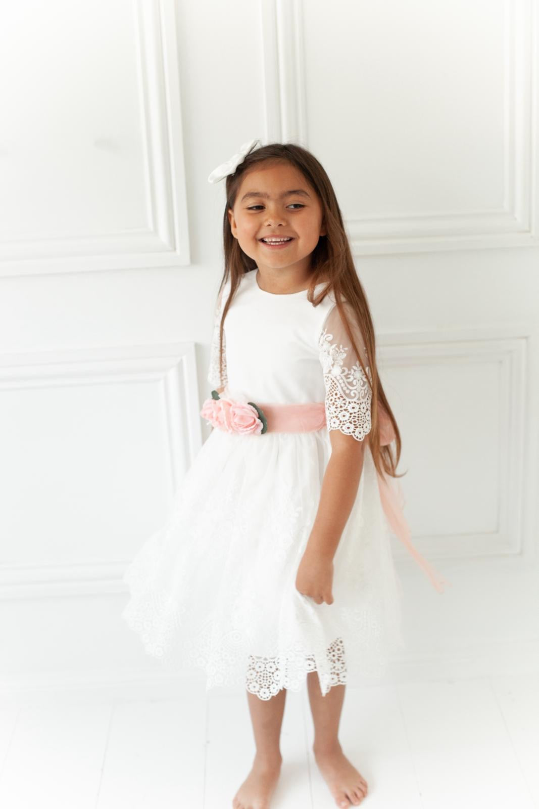 Abel & lula older girls white lace & tulle dress