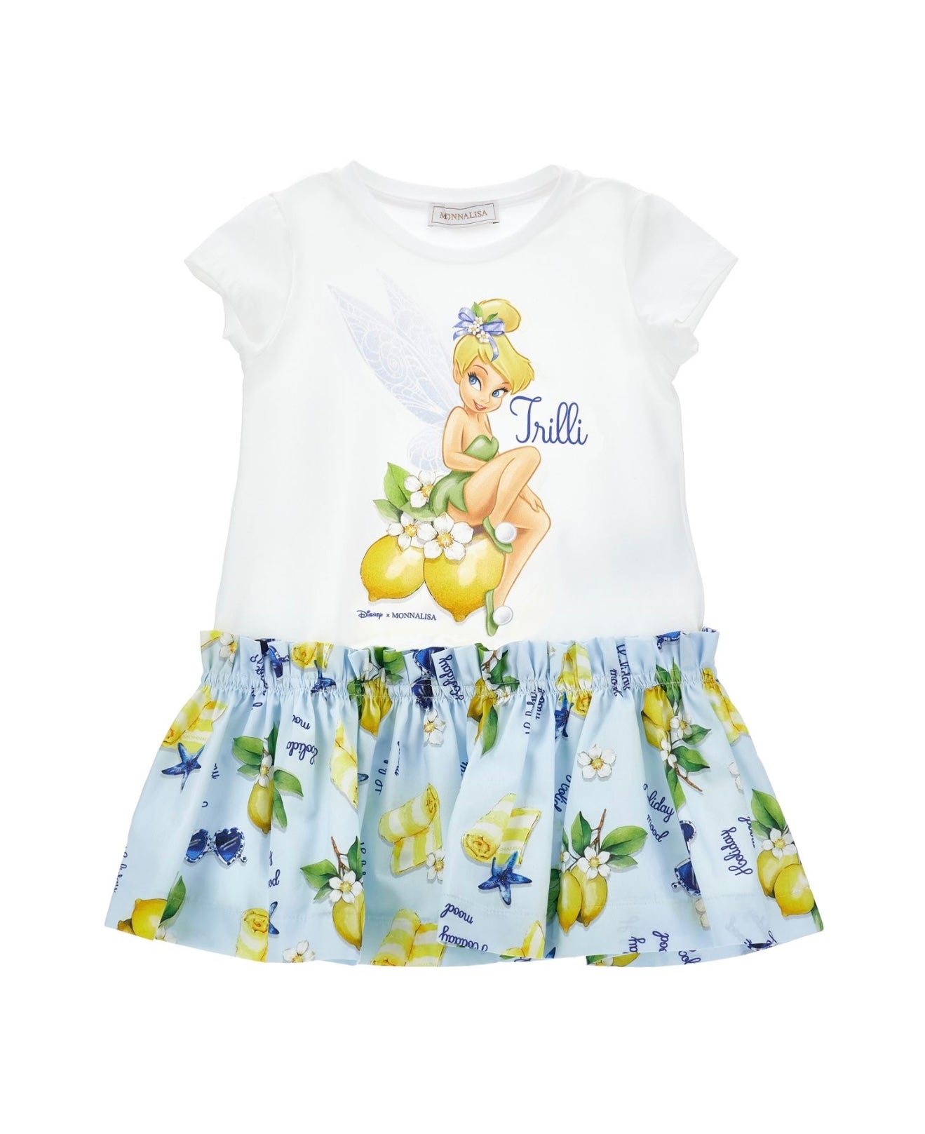 PRE ORDER - monnalisa tinkerbell blue frilled T-shirt dress