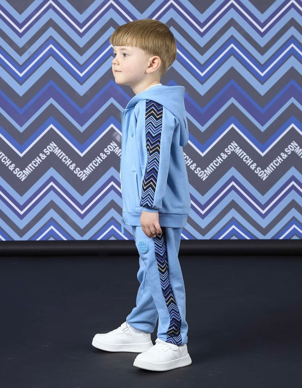 PRE ORDER - Mitch & son Warren zig zag zipper tracksuit 3 piece set