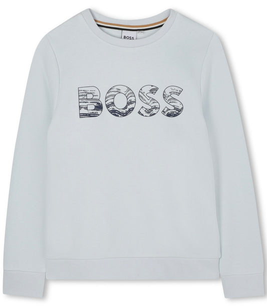 Boss pale blue & navy logo sweatshirt