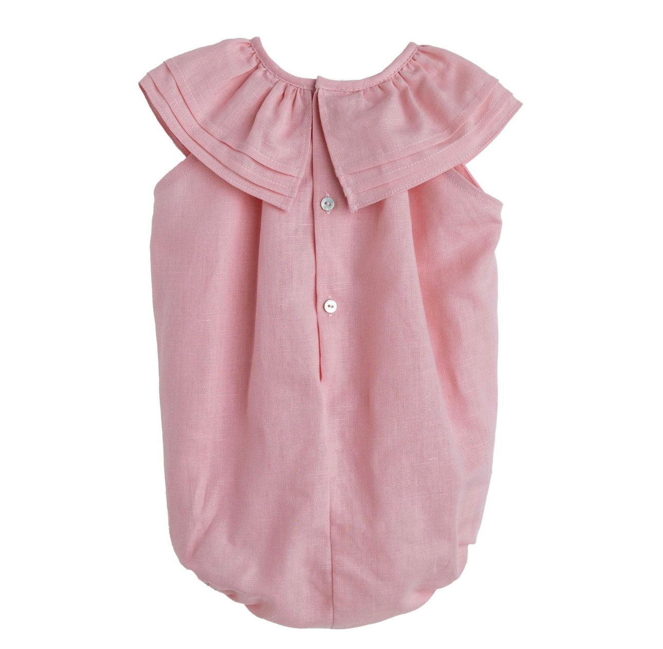 Baby Gi pink linen frilled romper