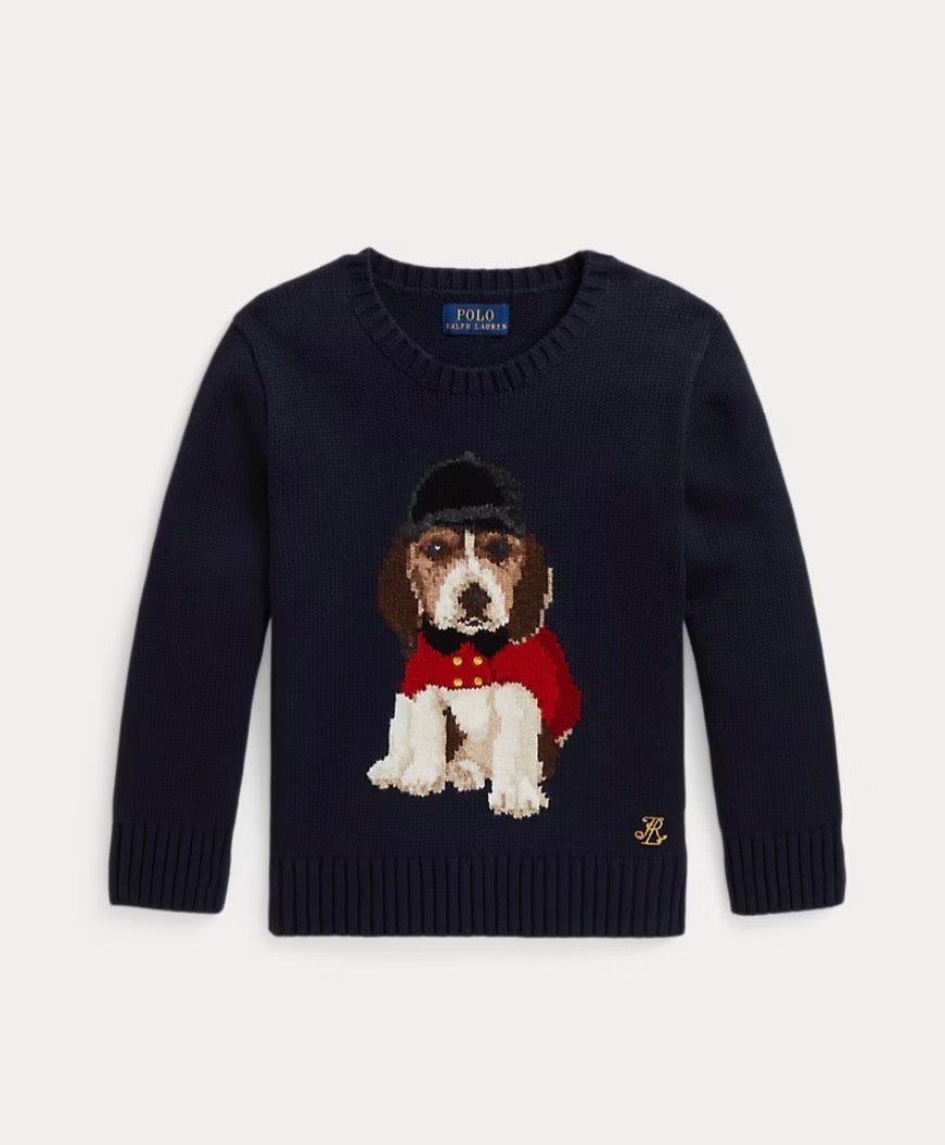 Ralph Lauren navy dog crew neck jumper