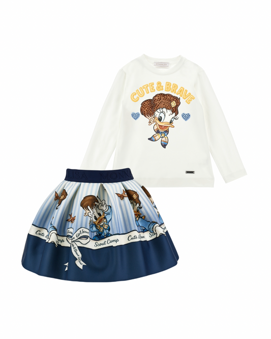 PRE ORDER - monnalisa Daffy Duck navy skirt set