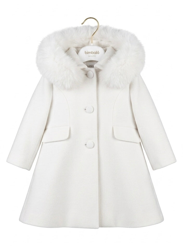 PRE ORDER - Bimbalo white fur hoodied traditional coat