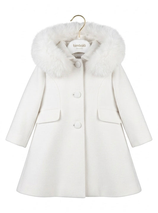 PRE ORDER - Bimbalo white fur hoodied traditional coat
