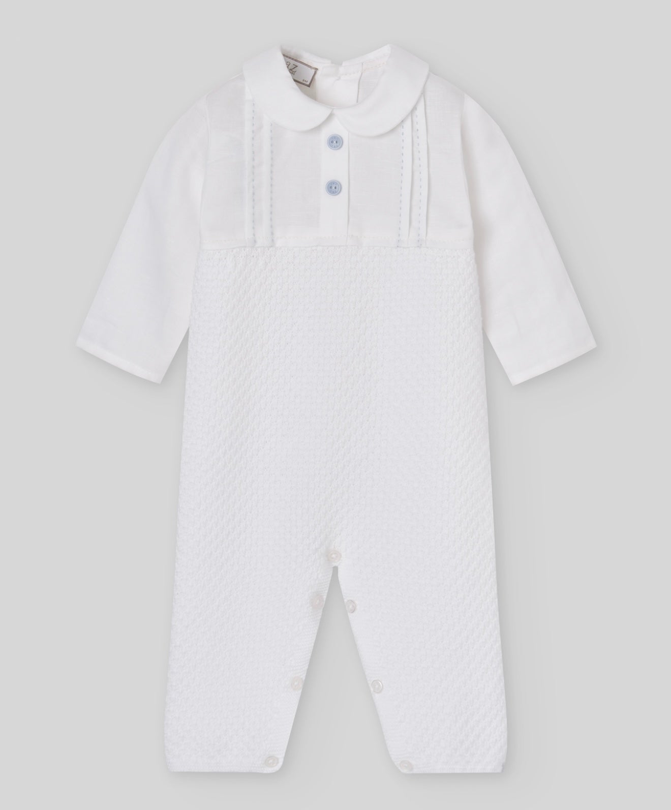 PRE ORDER - Paz white half knit babygrow