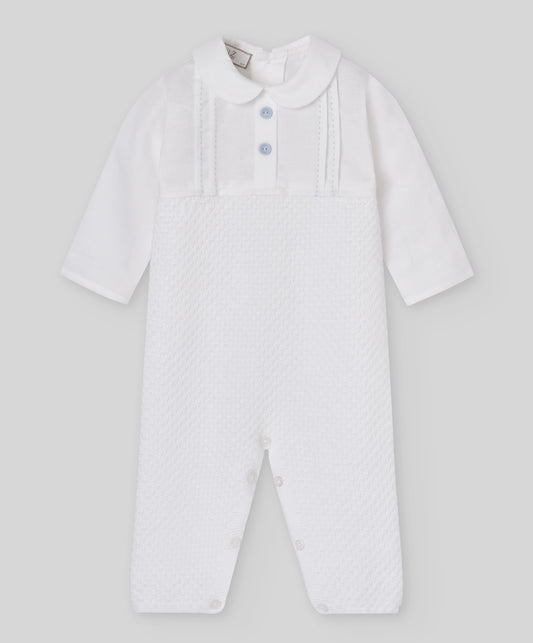 PRE ORDER - Paz white half knit babygrow