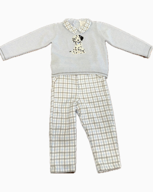 PRE ORDER - Deolinda blue & grey check Dalmatian jumper set