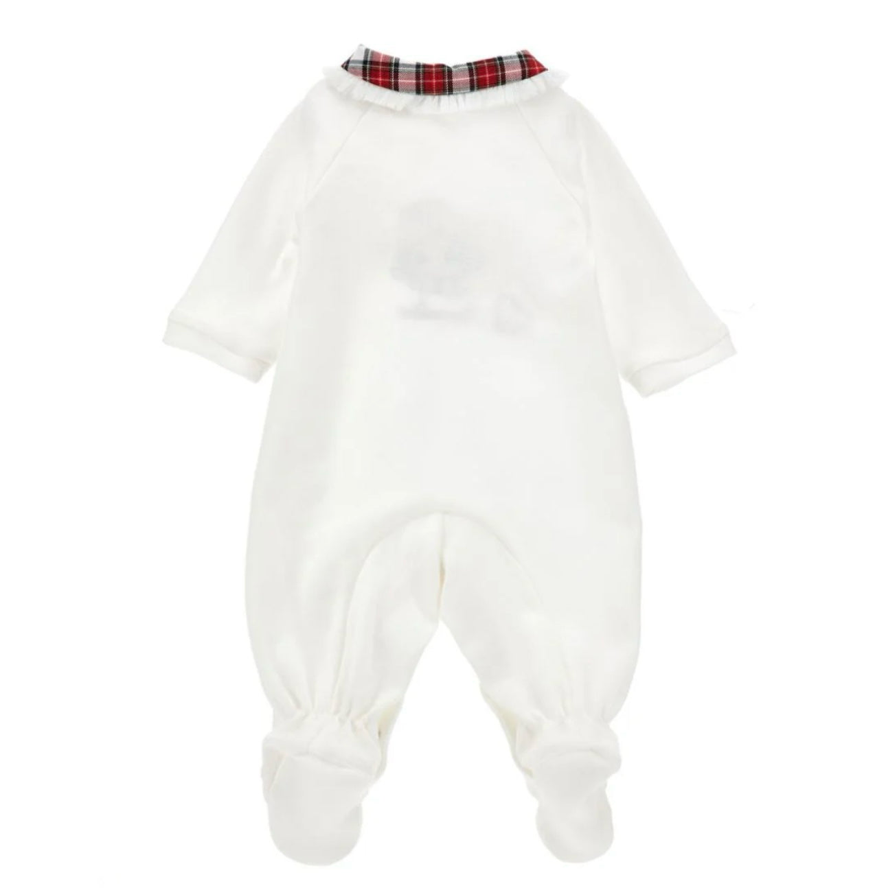 Monnalisa ivory tartan appliqué babygrow