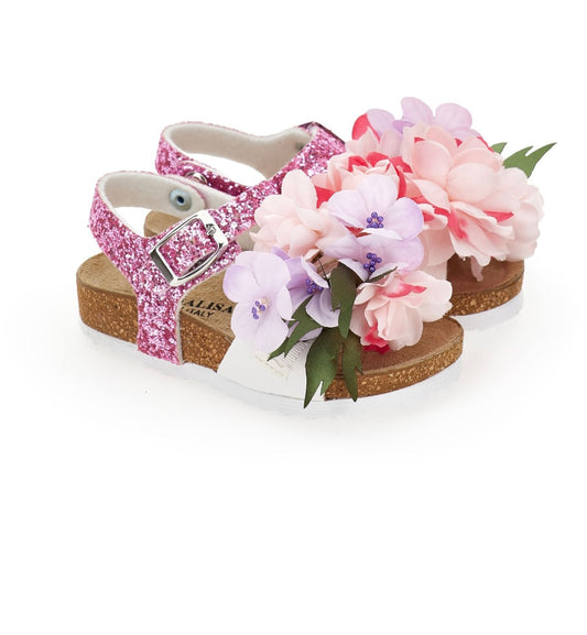 PRE ORDER - monnalisa pink & purple flower sandals