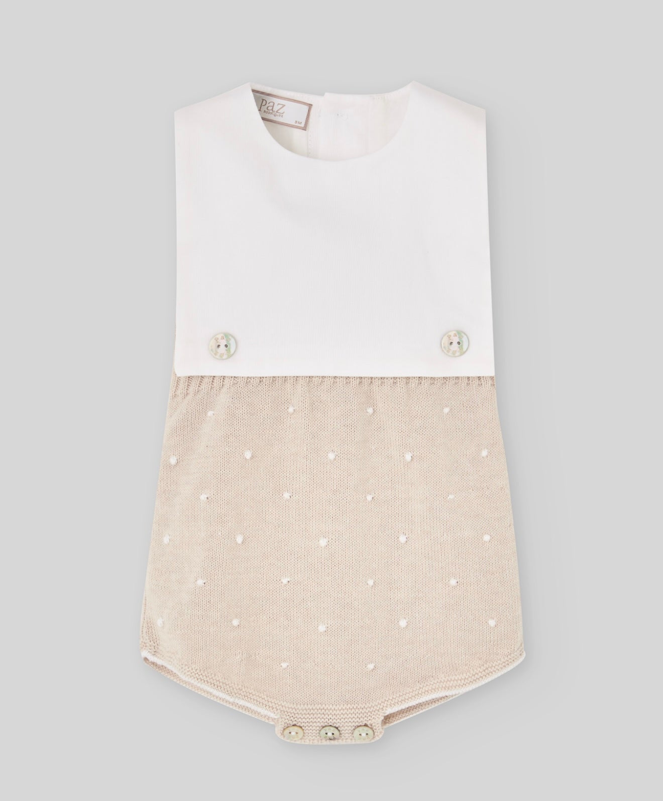 PRE ORDER - Paz beige half knit romper