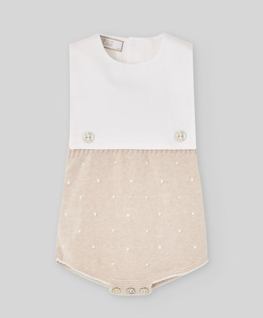 PRE ORDER - Paz beige half knit romper