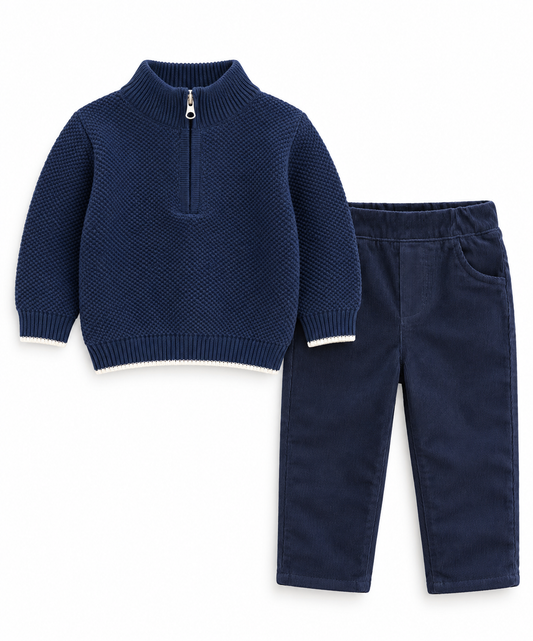 Pastels & co knitted quarter zip and cord set