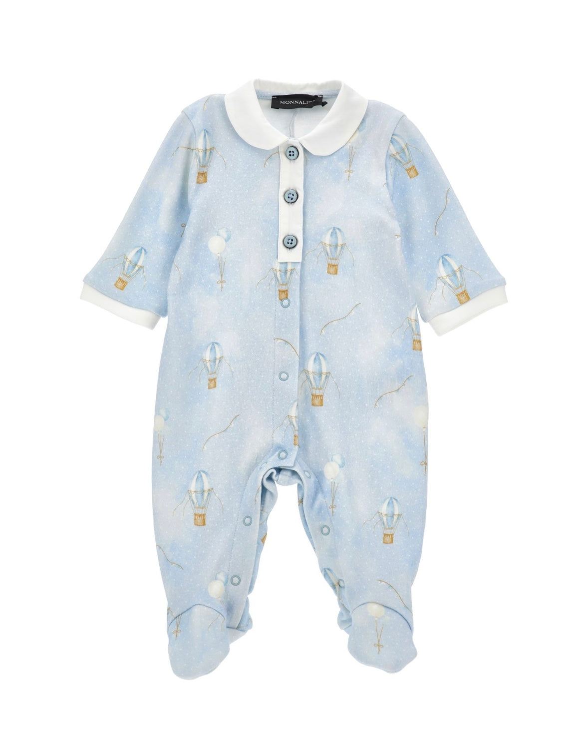 monnalisa blue hot air balloon babygrow