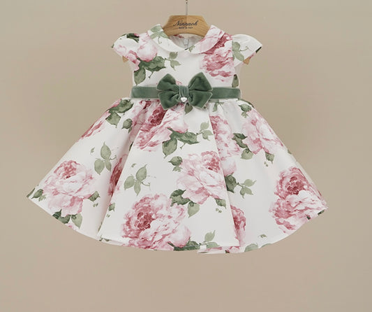 Ninnaoh all over roses print bow dress