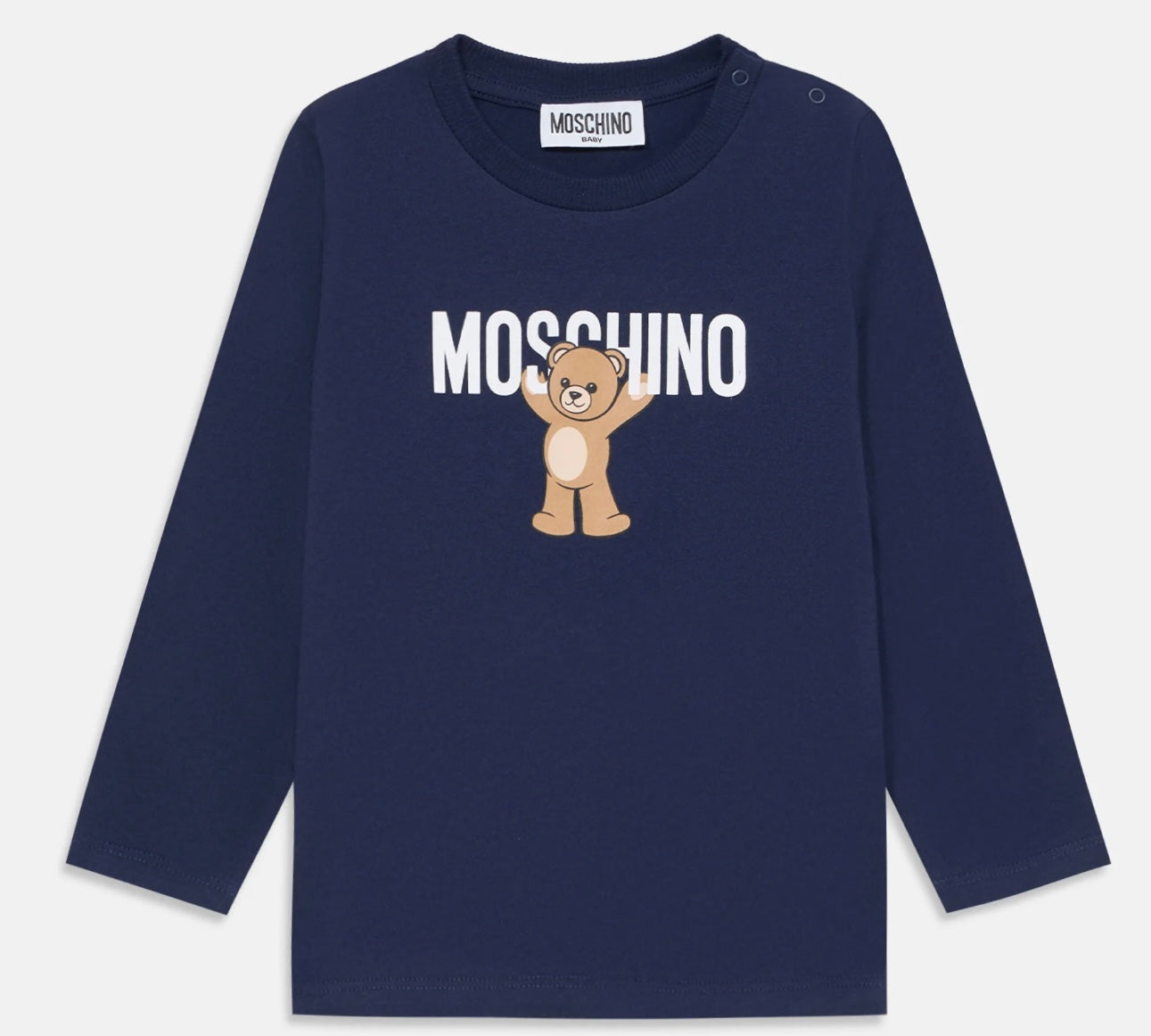 Moschino navy blue long sleeve teddy logo T-shirt