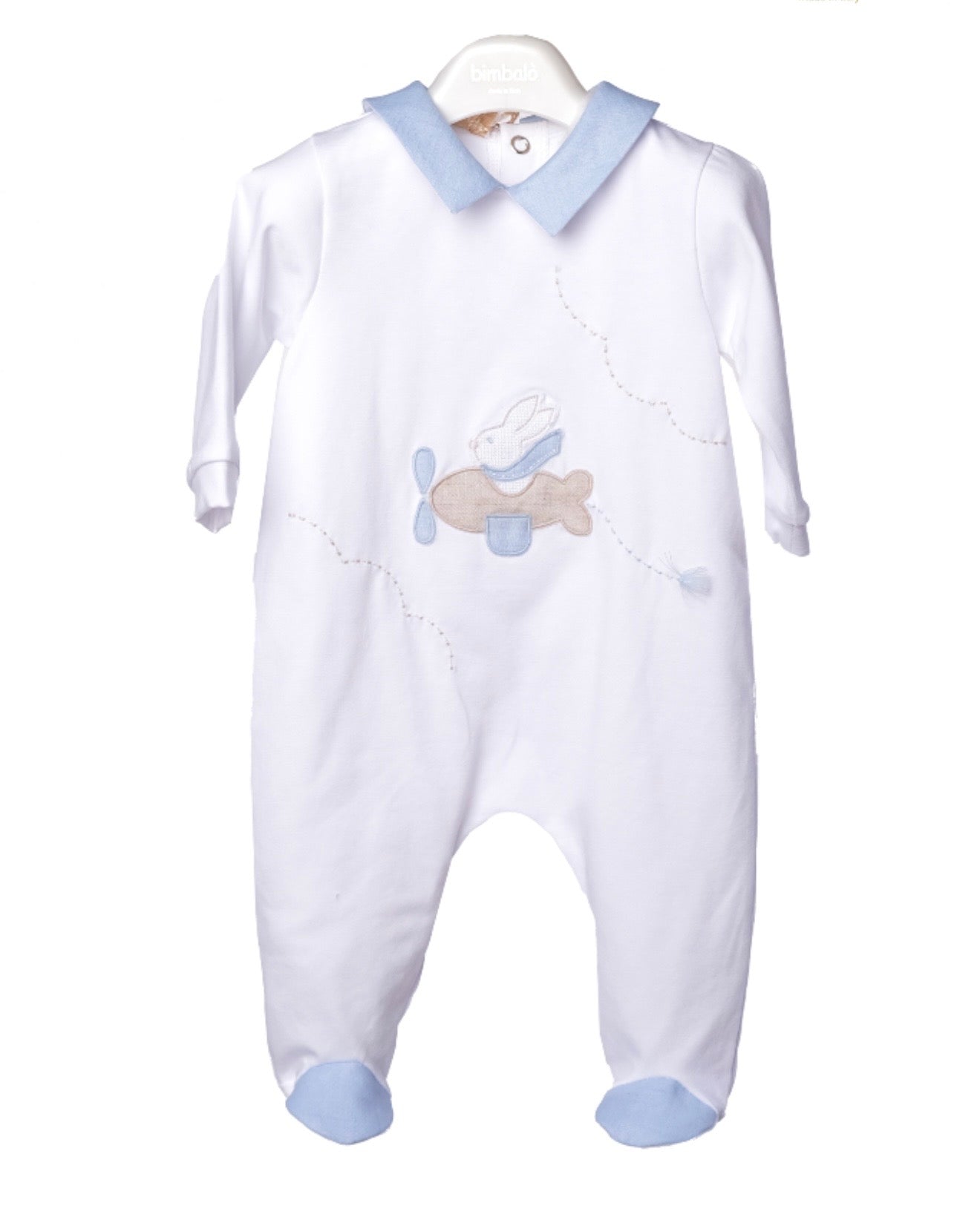 Bimbalo bunny aeroplane cotton babygrow