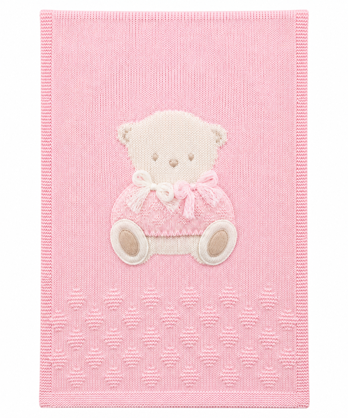 Bimbalo baby pink knitted Teddy blanket