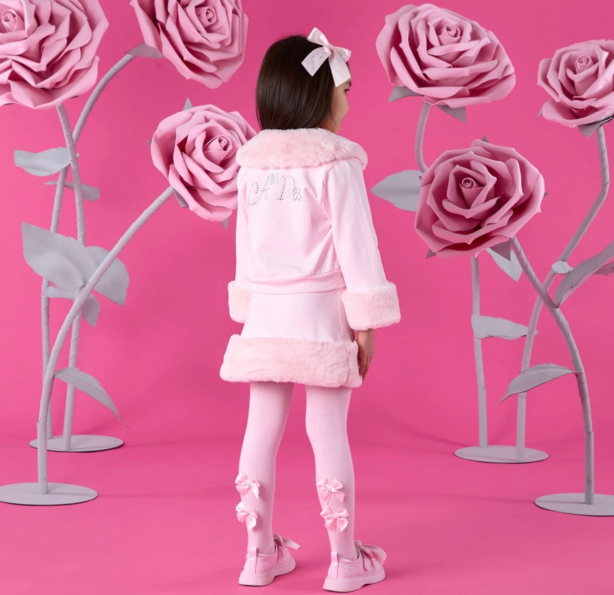 Adee pink faux fur Audrey diamanté jacket
