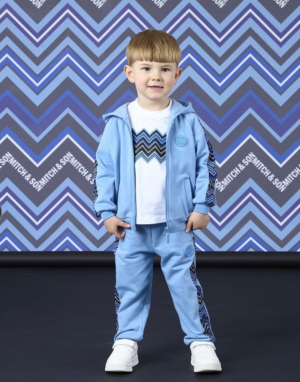 PRE ORDER - Mitch & son Warren zig zag zipper tracksuit 3 piece set