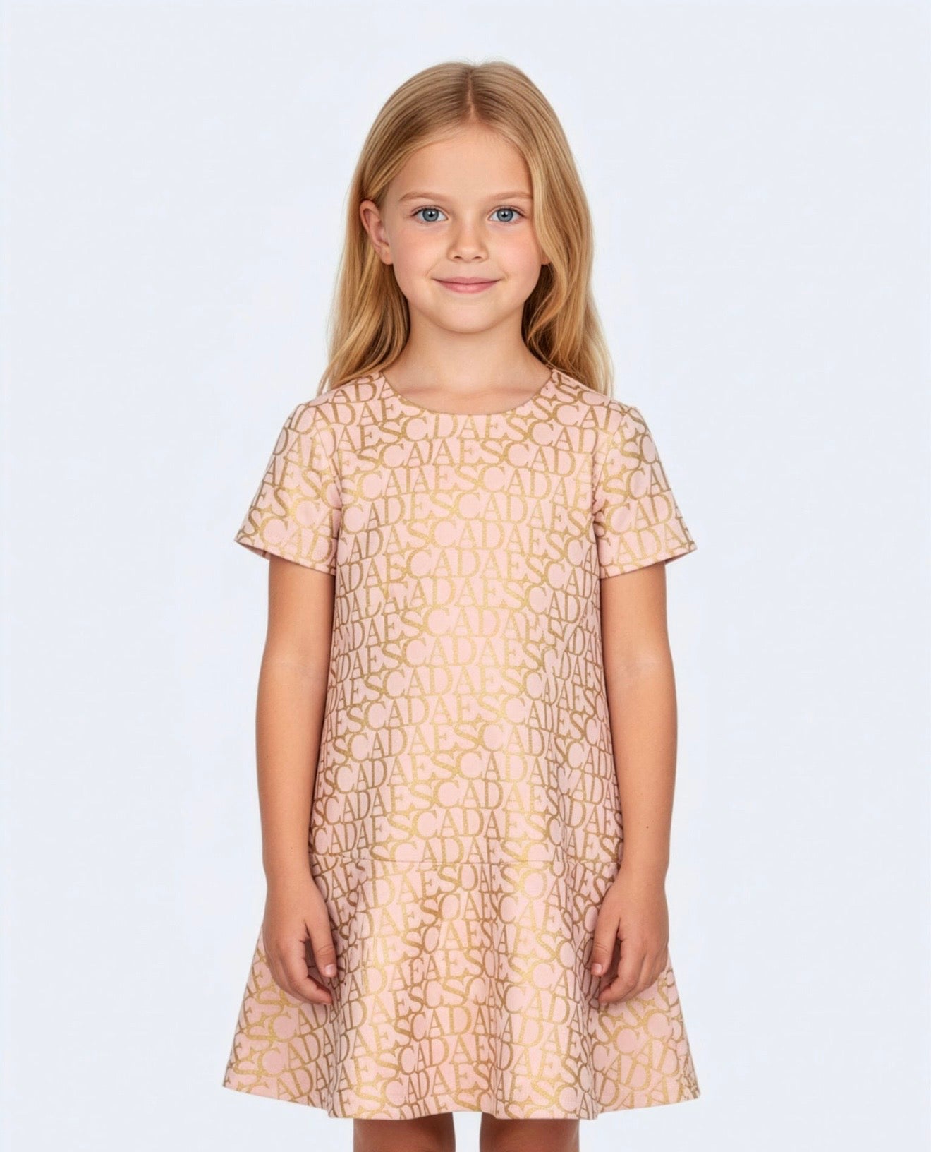 PRE ORDER - Escada pink & gold logo printed dress