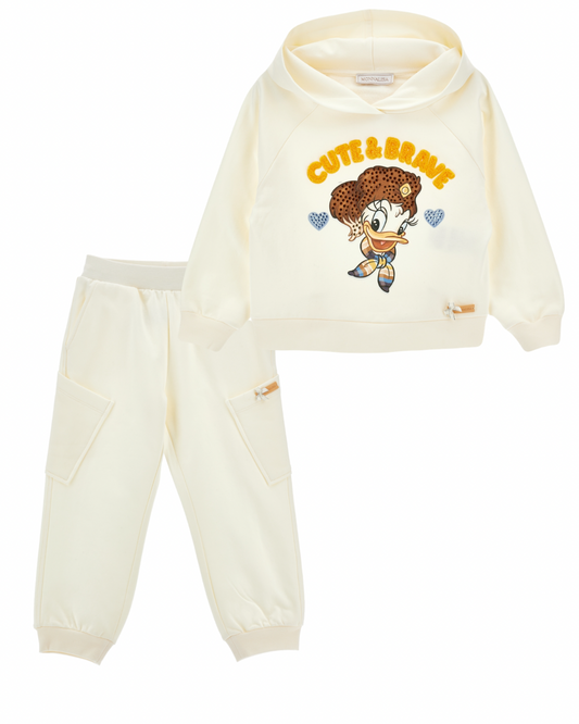 PRE ORDER - monnalisa Daisy Duck cream hoodie tracksuit