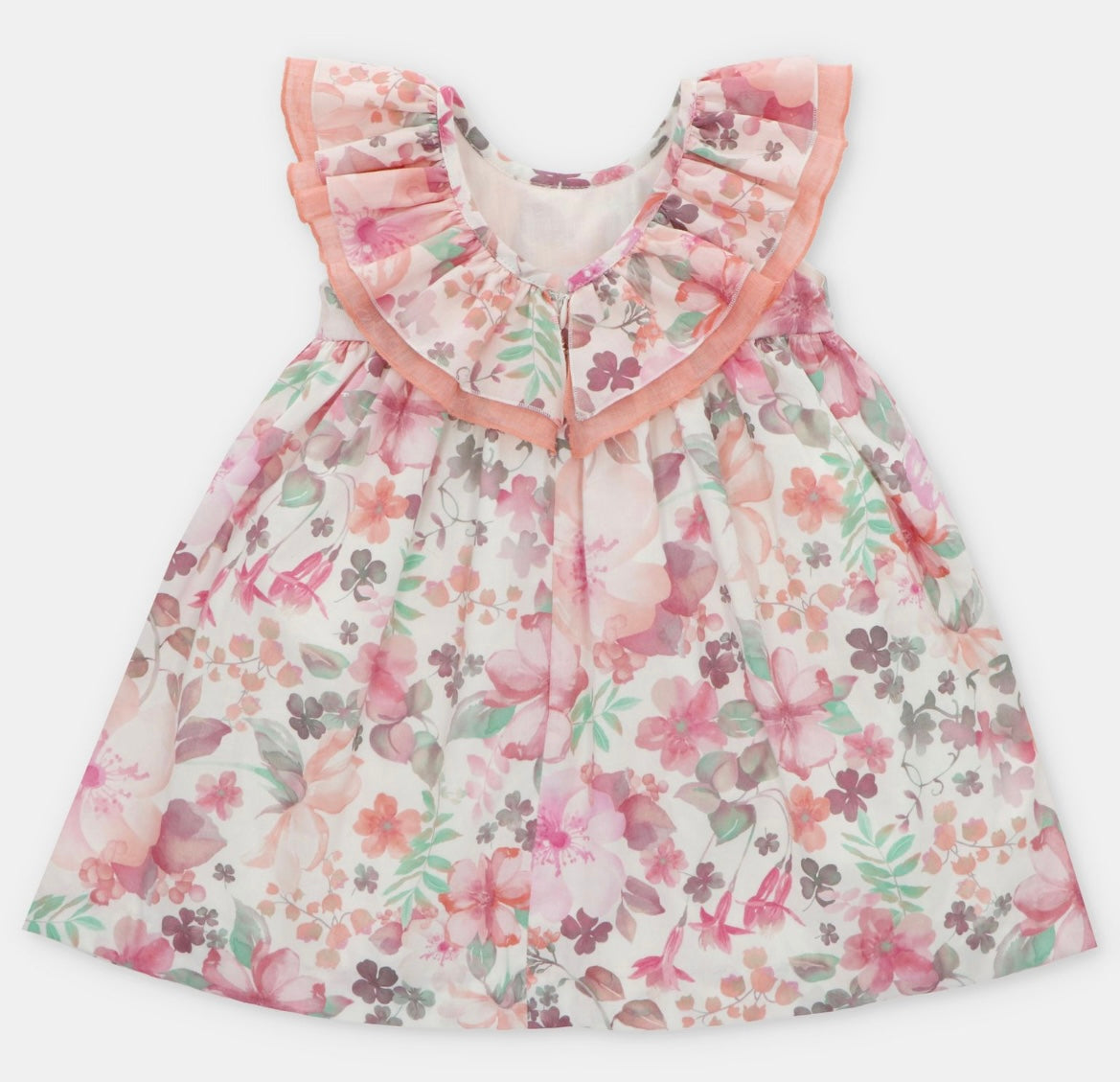 Martin aranda green & pink floral frilled dress