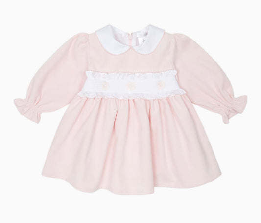 Deolinda pink flower smocked dress