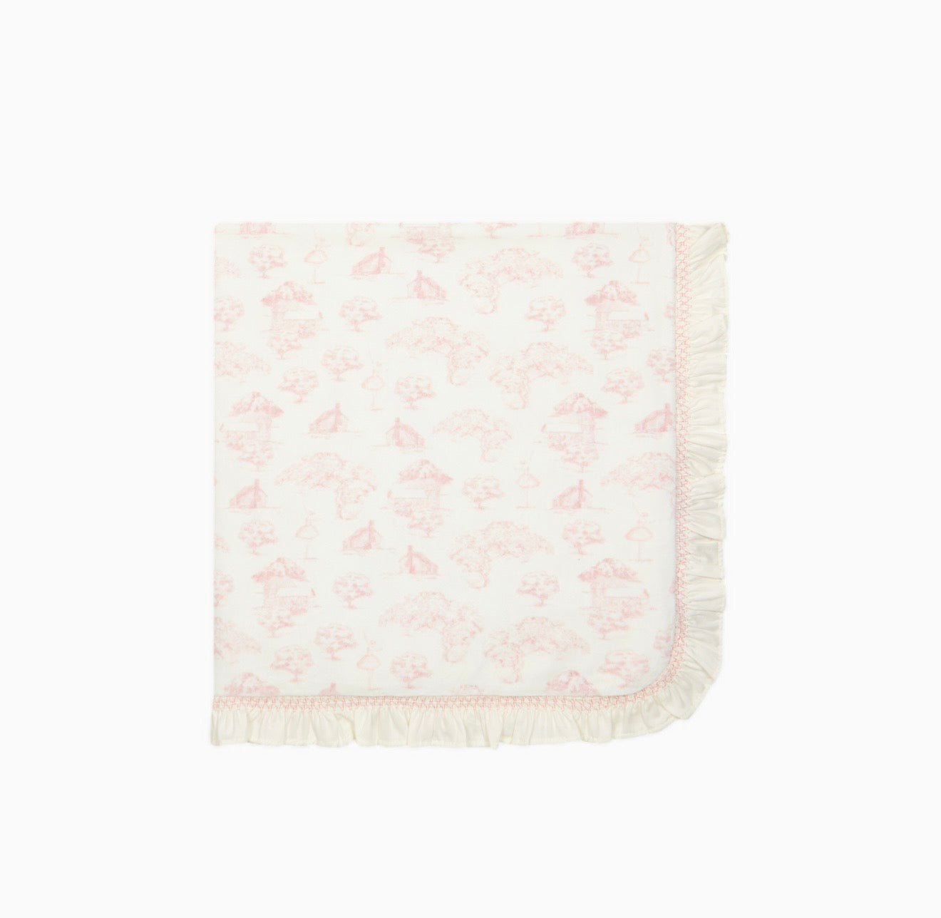 PRE ORDER - Deolinda pink toile print smocked blanket