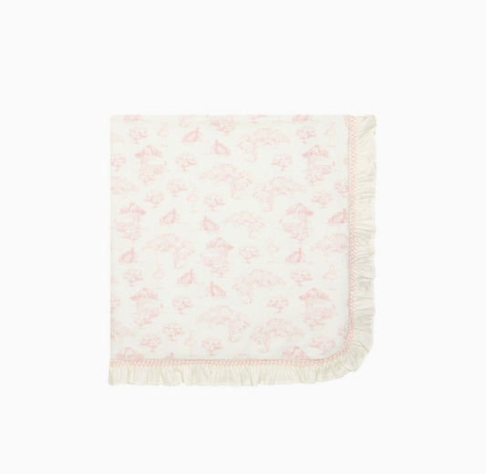 PRE ORDER - Deolinda pink toile print smocked blanket