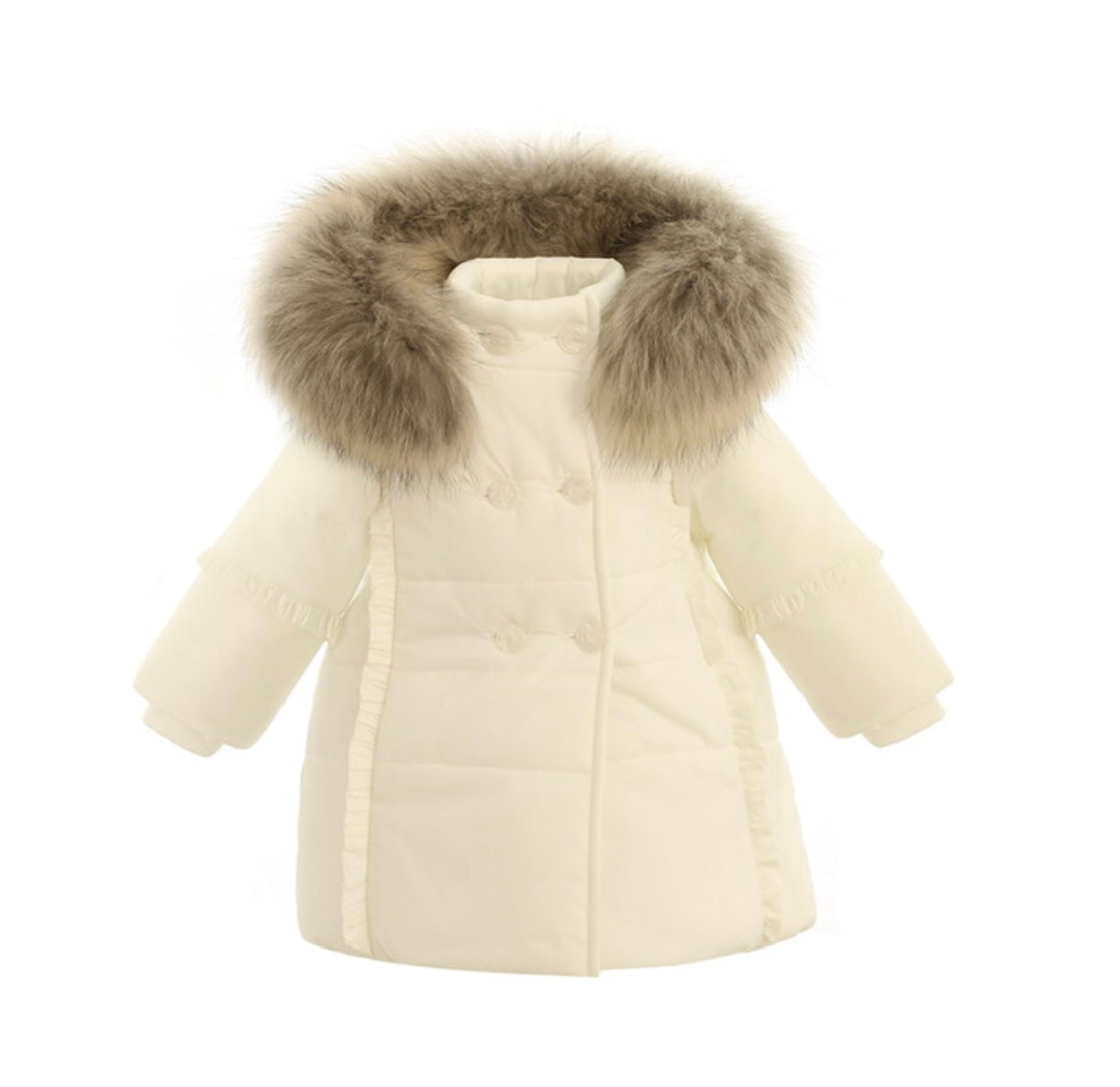 BUFI ivory fur puffer coat