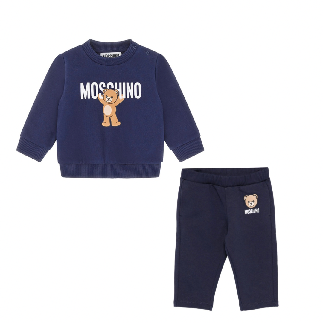 Moschino navy blue teddy logo sweatshirt