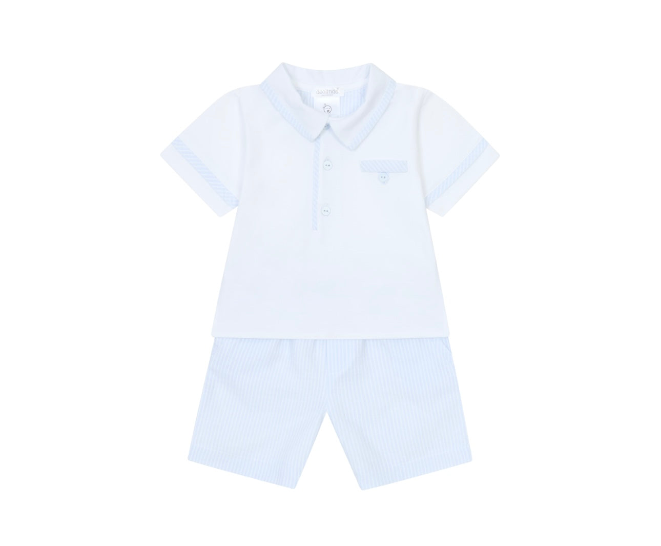 Deolinda blue & white stripe shirt set