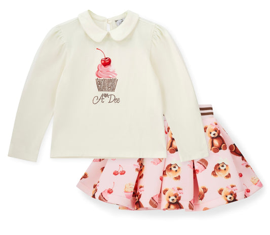 Adee ‘Teddy bear bakery’ bear print skirt set