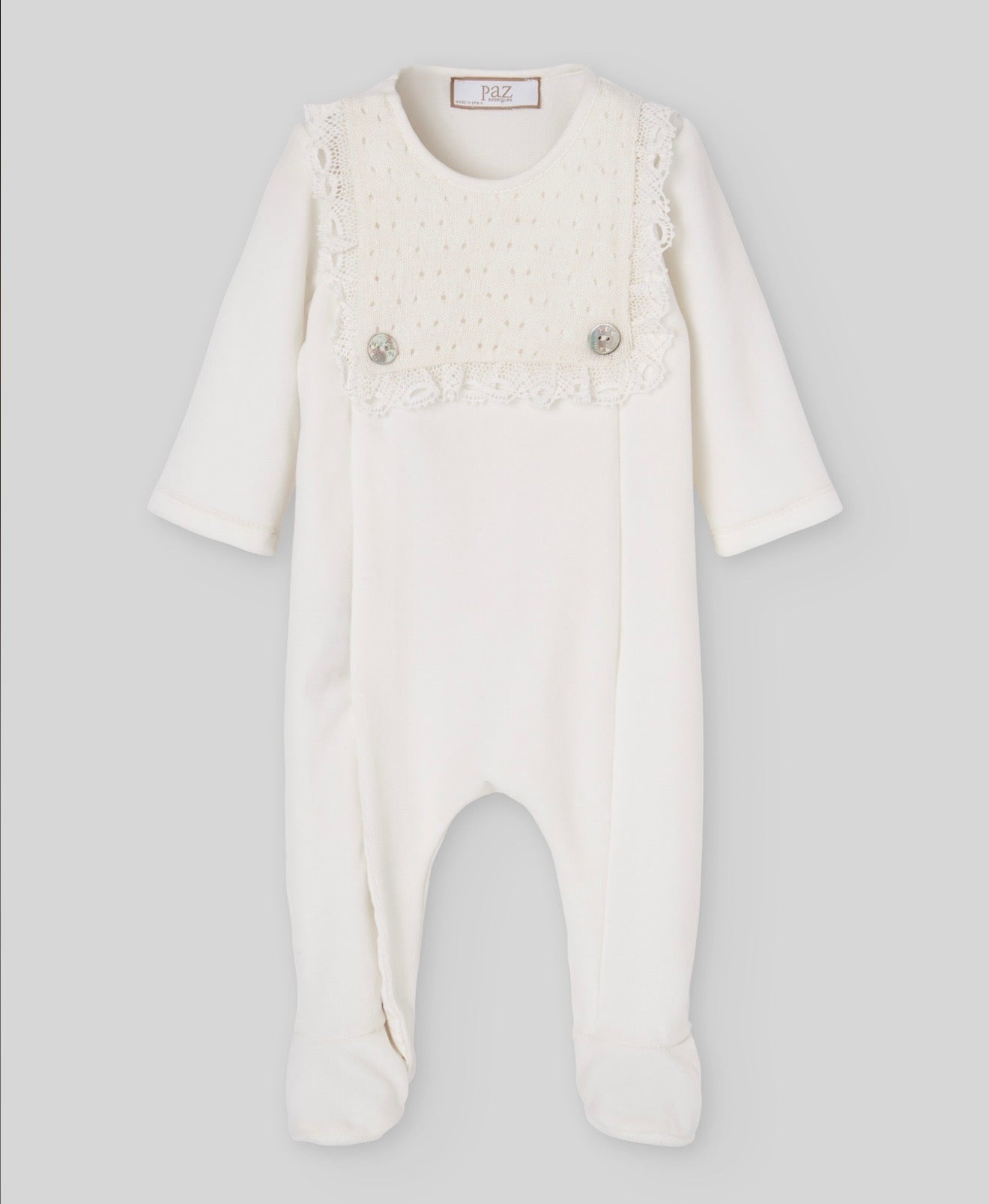 Paz Rodriguez ivory lace babygrow