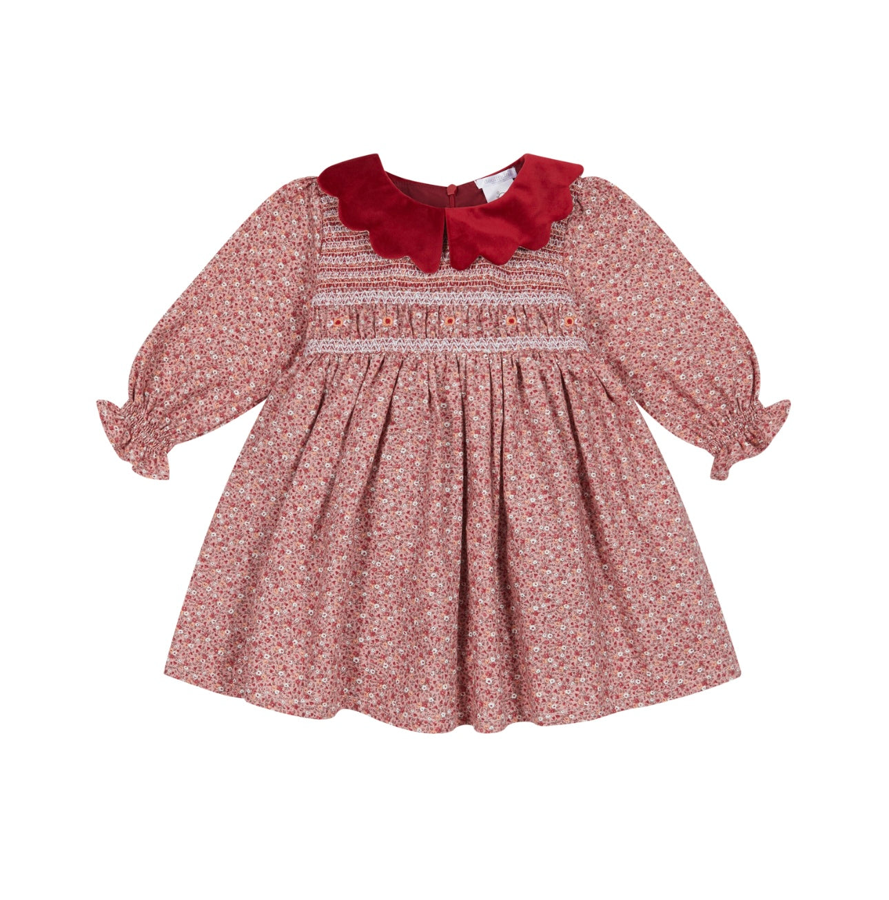 Deolinda red floral smocked dress