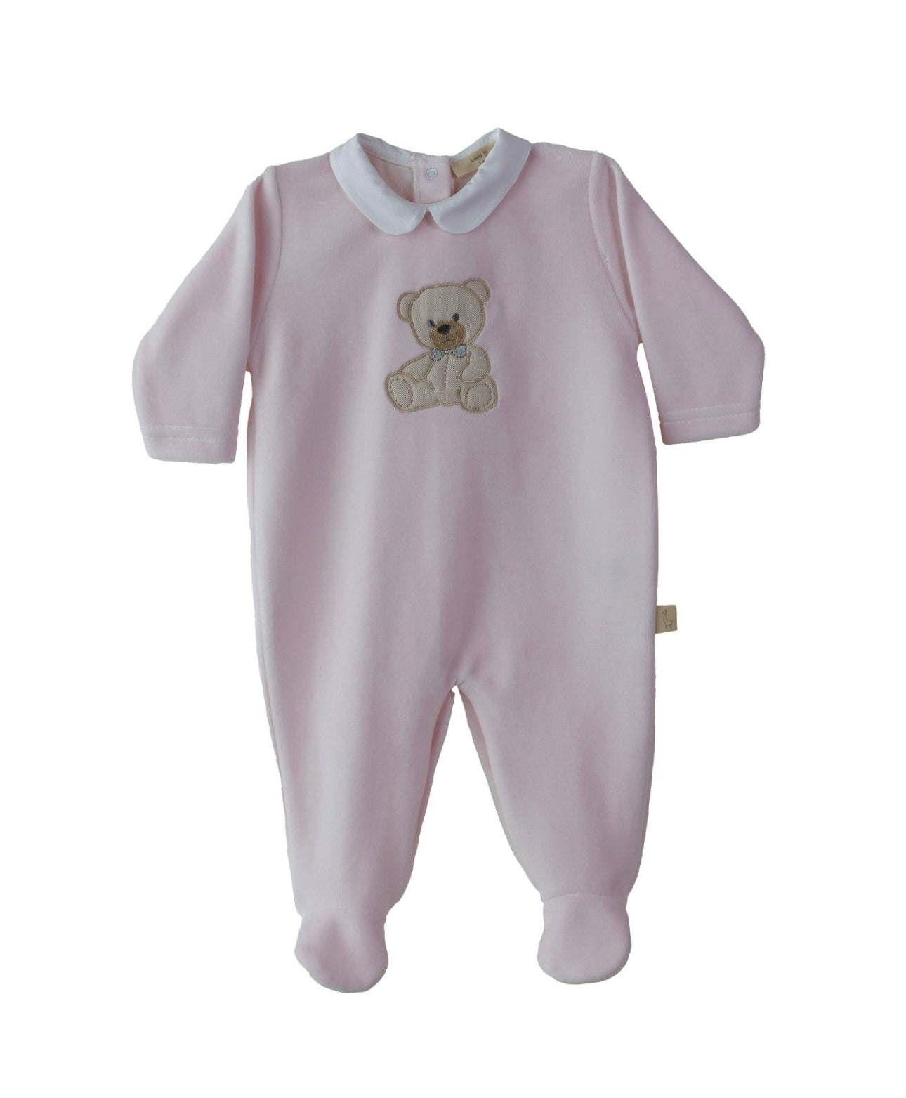 Baby Gi pink velour teddy baby grow