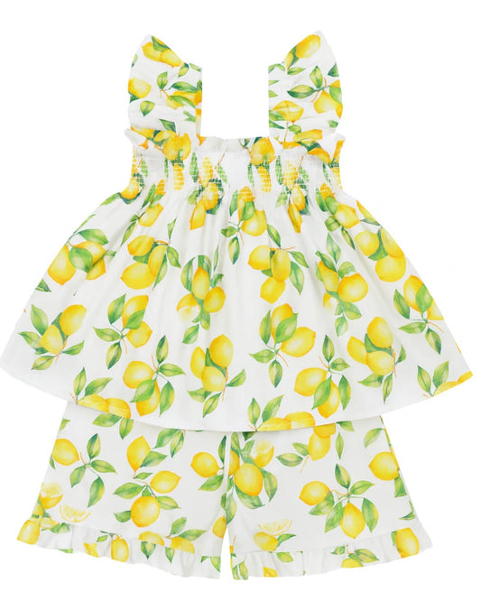 Deolinda lemons print cotton blouse & short set