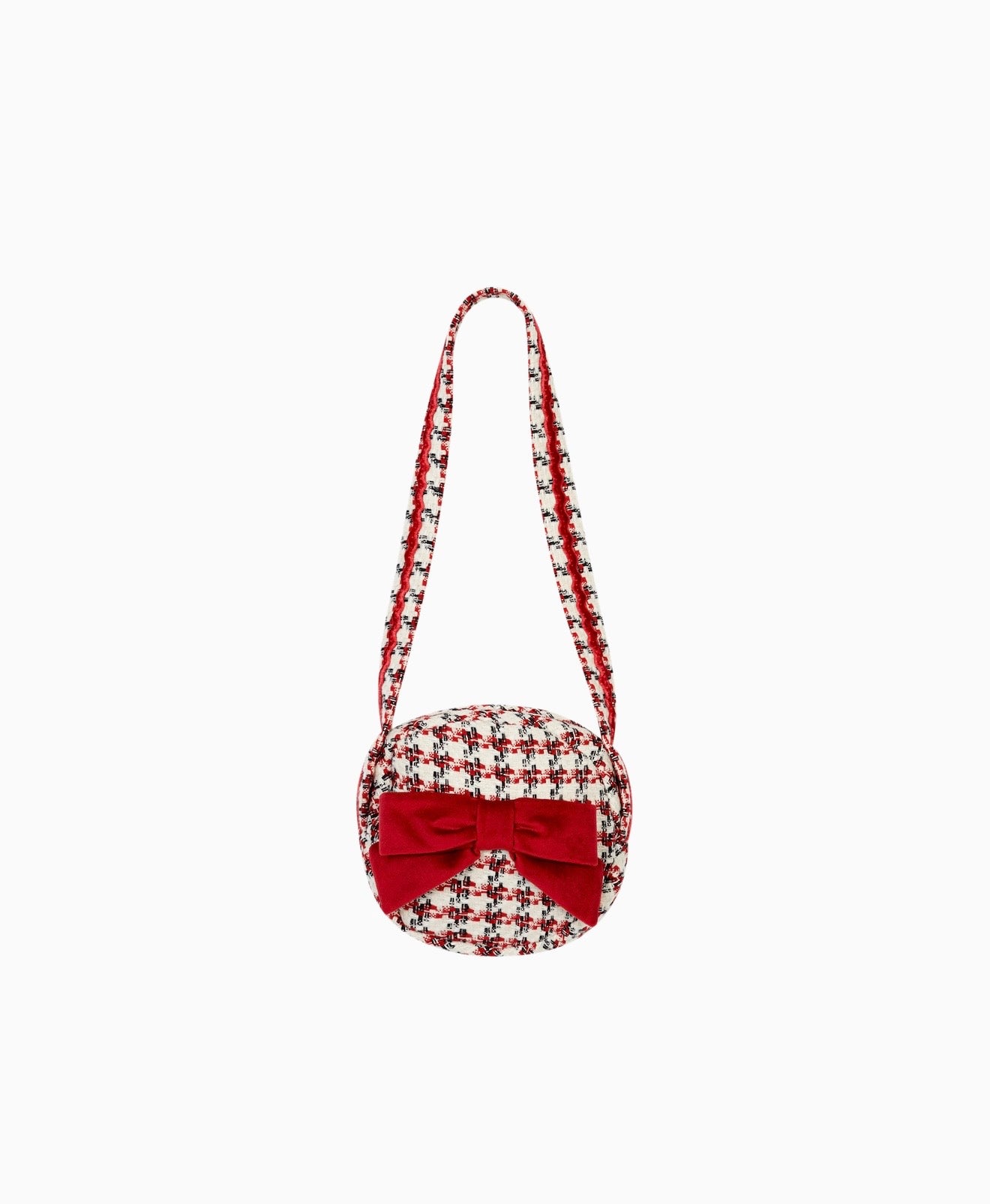PRE ORDER - Chic by Deolinda white & red tweed bow bag