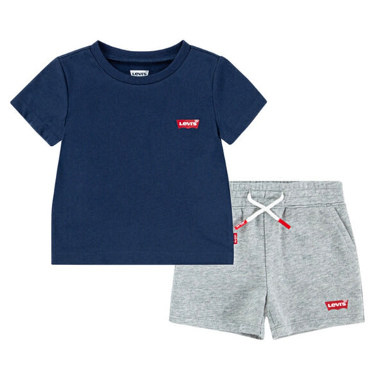 Levi’s navy & grey cotton short set