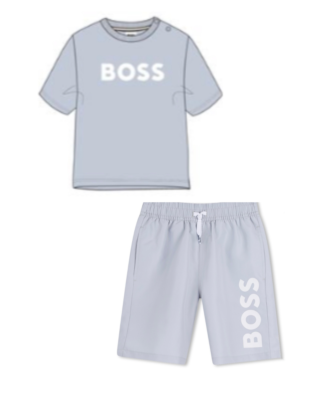 Boss pale blue swim short & t-shirt set
