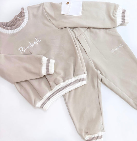Bimbalo boys beige & white  logo tracksuit