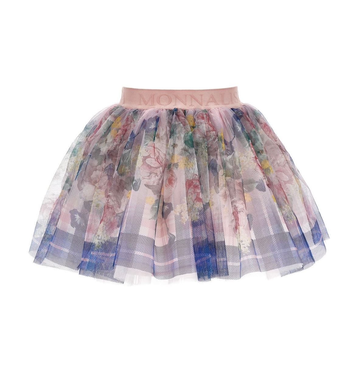 Monnalisa pink & blue roses tulle skirt set