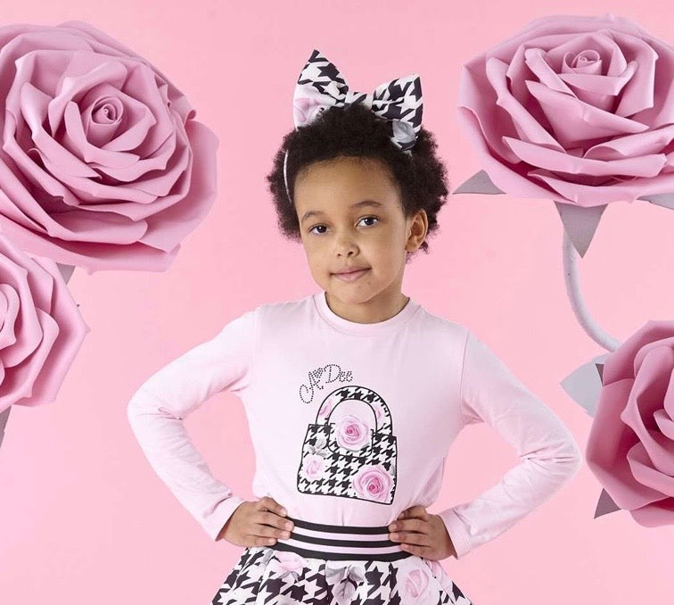 PRE ORDER - Adee Allie houndstooth printed bow headband